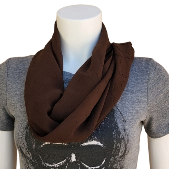 Brown Crinkled Textured Rectangle Chiffon Scarf Wrap Hijab from Egypt - Picture 5 of 10